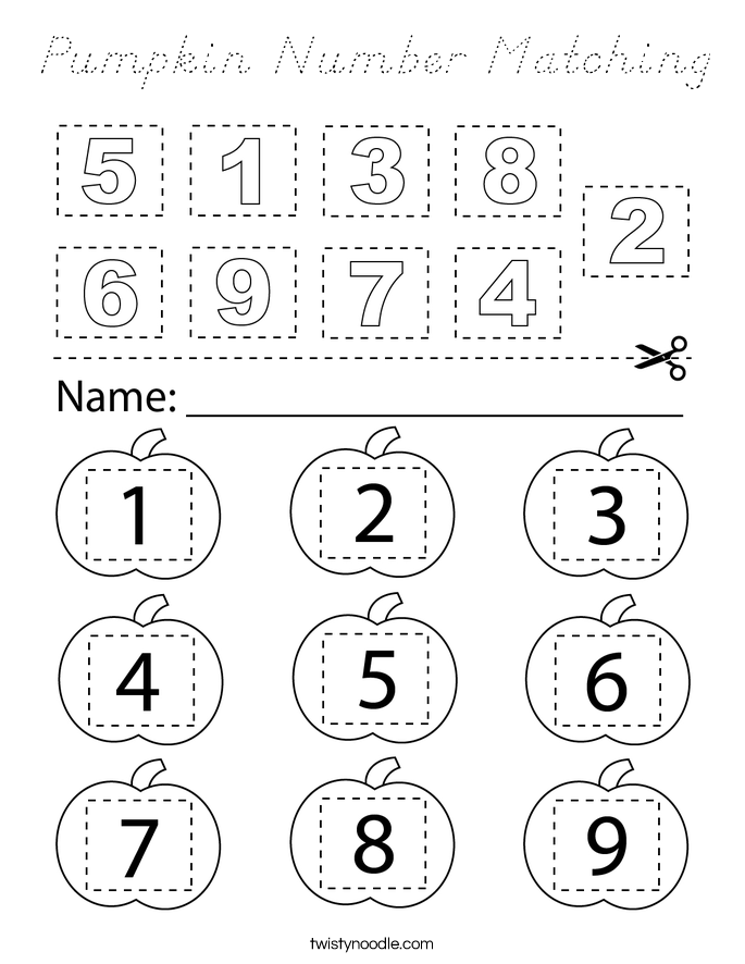 Pumpkin Number Matching Coloring Page