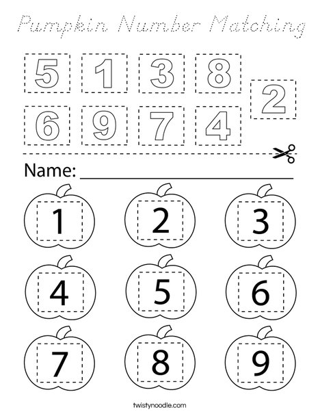 Pumpkin Number Matching Coloring Page