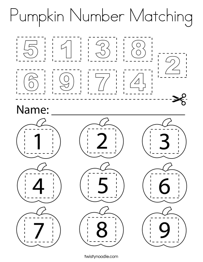 Pumpkin Number Matching Coloring Page