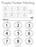 Pumpkin Number Matching Coloring Page