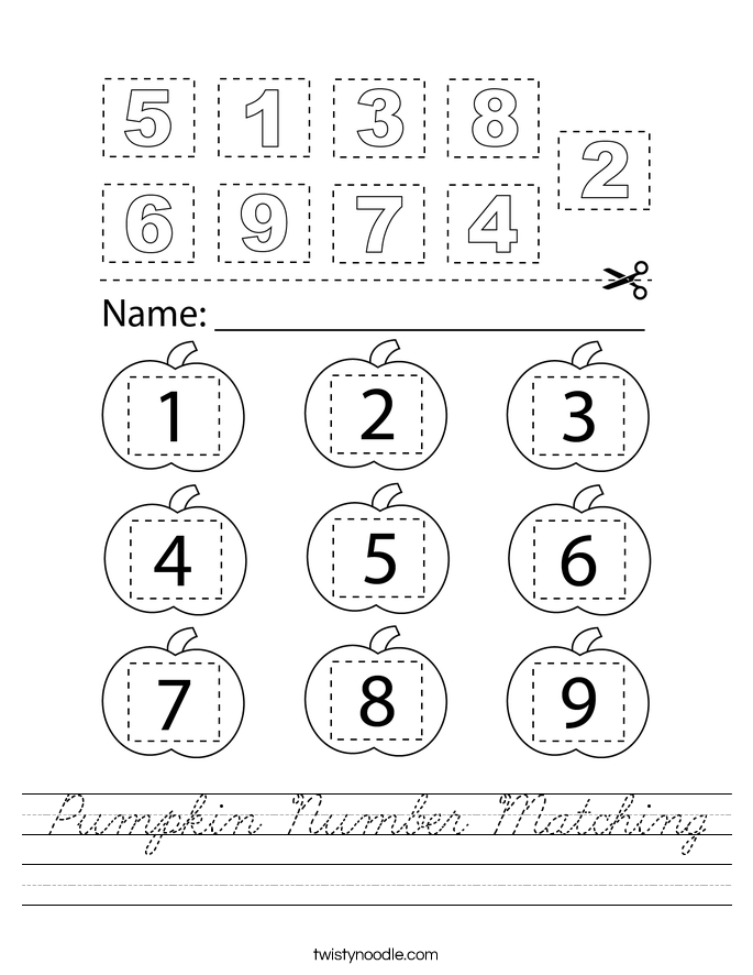 Pumpkin Number Matching Worksheet