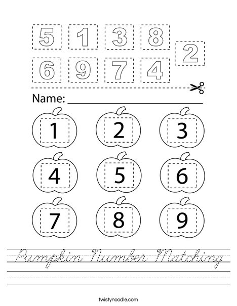 Pumpkin Number Matching Worksheet