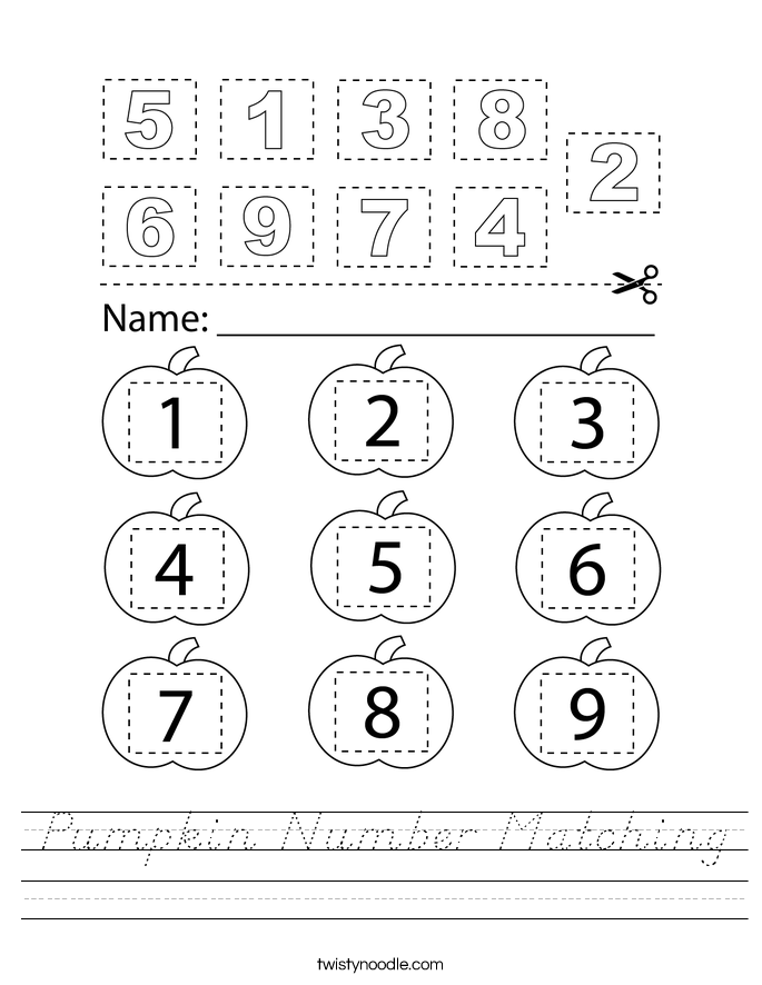 Pumpkin Number Matching Worksheet