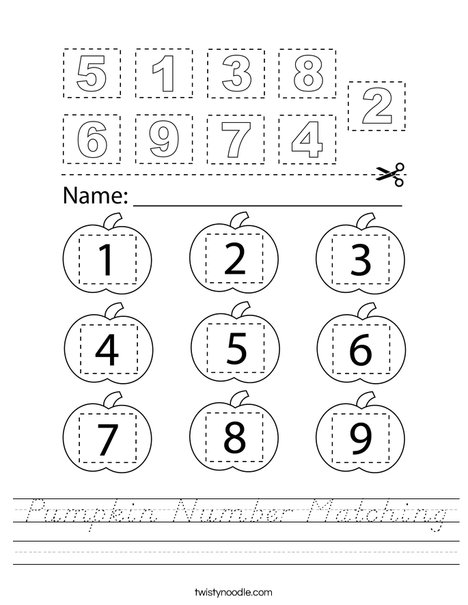 Pumpkin Number Matching Worksheet