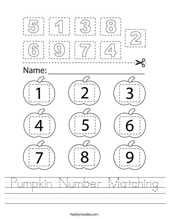 Pumpkin Number Matching Worksheet