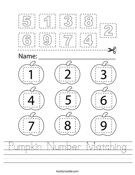 Pumpkin Number Matching Worksheet