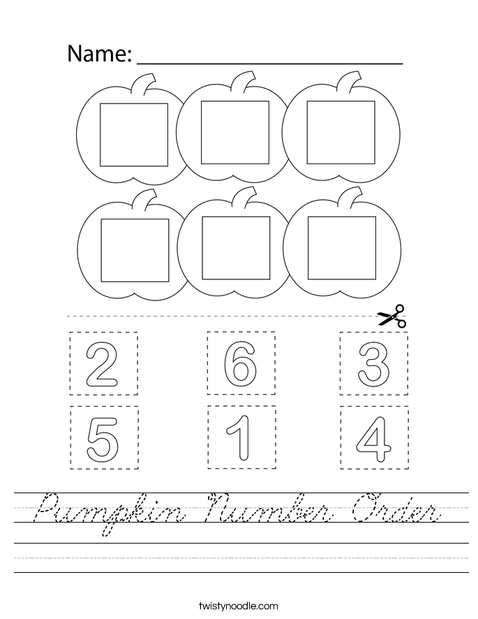 Pumpkin Number Order Worksheet