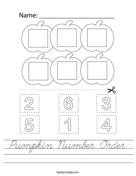 Pumpkin Number Order Worksheet