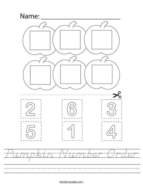 Pumpkin Number Order Worksheet