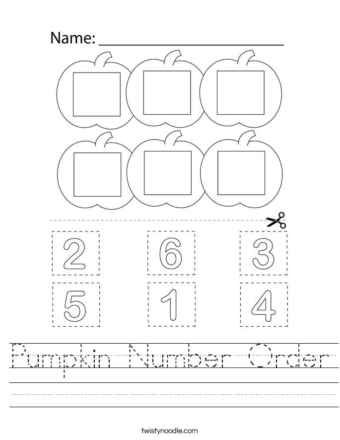 Pumpkin Number Order Worksheet