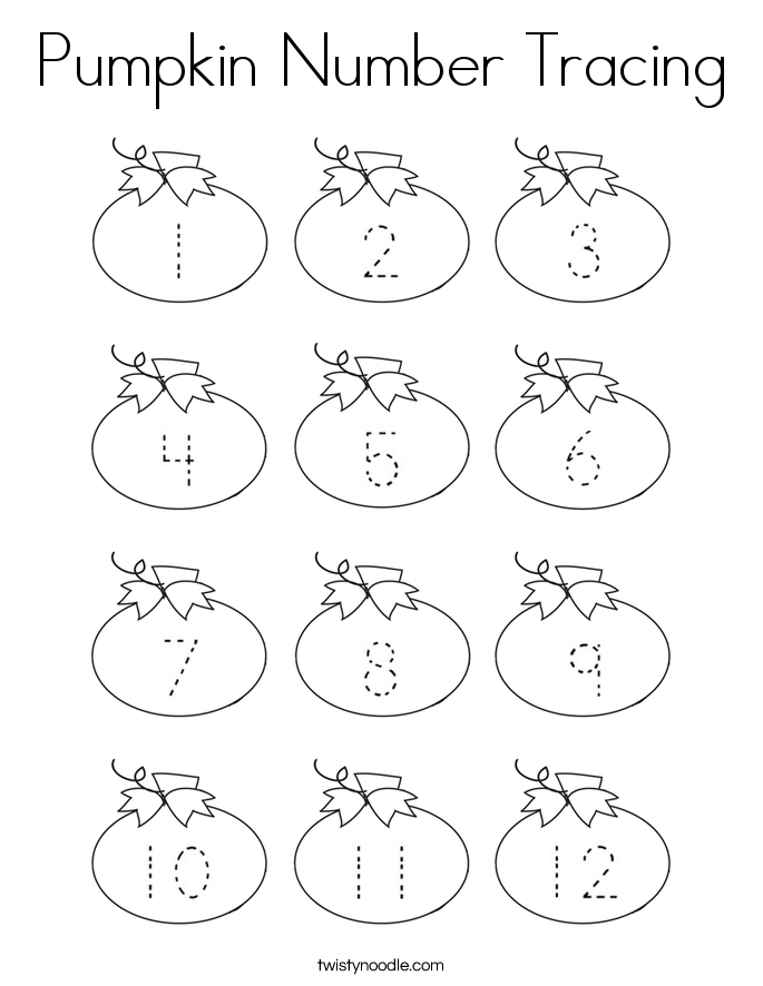 Pumpkin Number Tracing Coloring Page