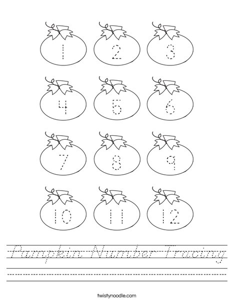 Pumpkin Number Tracing Worksheet
