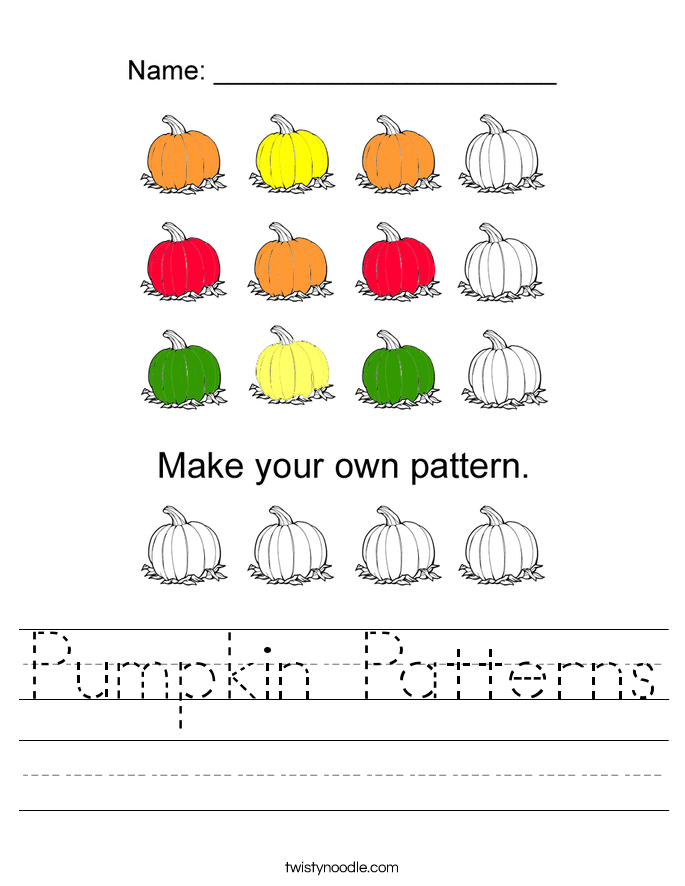 Pumpkin Patterns Worksheet Twisty Noodle Pumpkin Patterns Worksheet Twisty Noodle