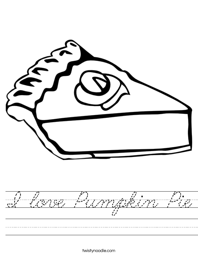 I love Pumpkin Pie Worksheet