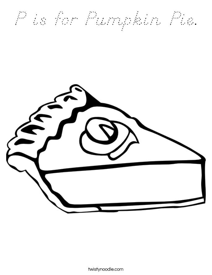 P is for Pumpkin Pie. Coloring Page