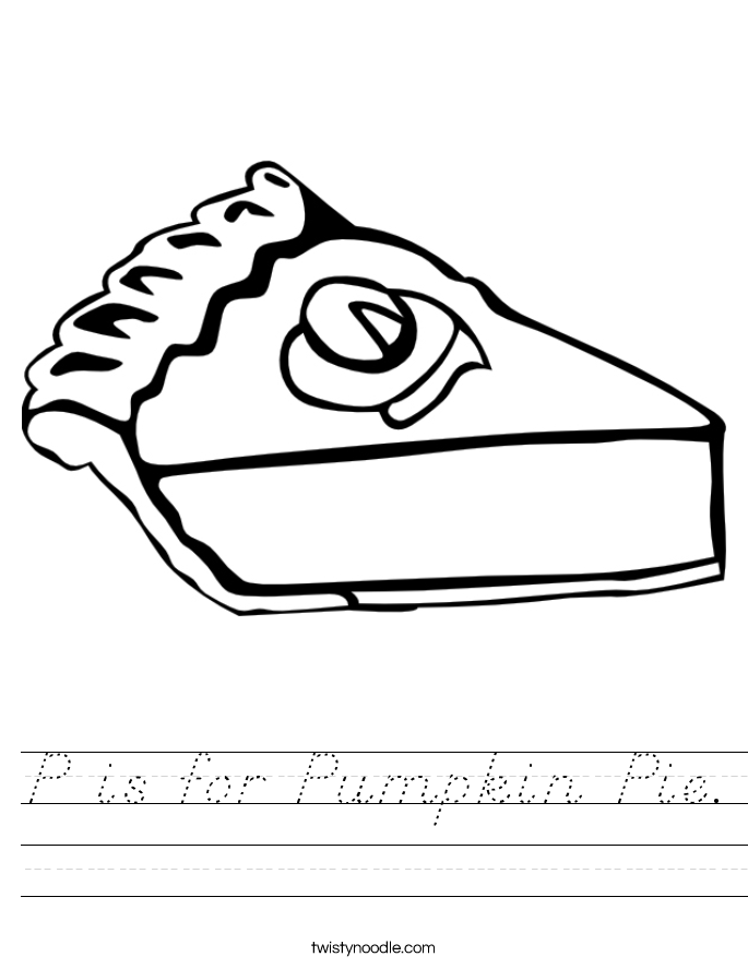 P is for Pumpkin Pie. Worksheet