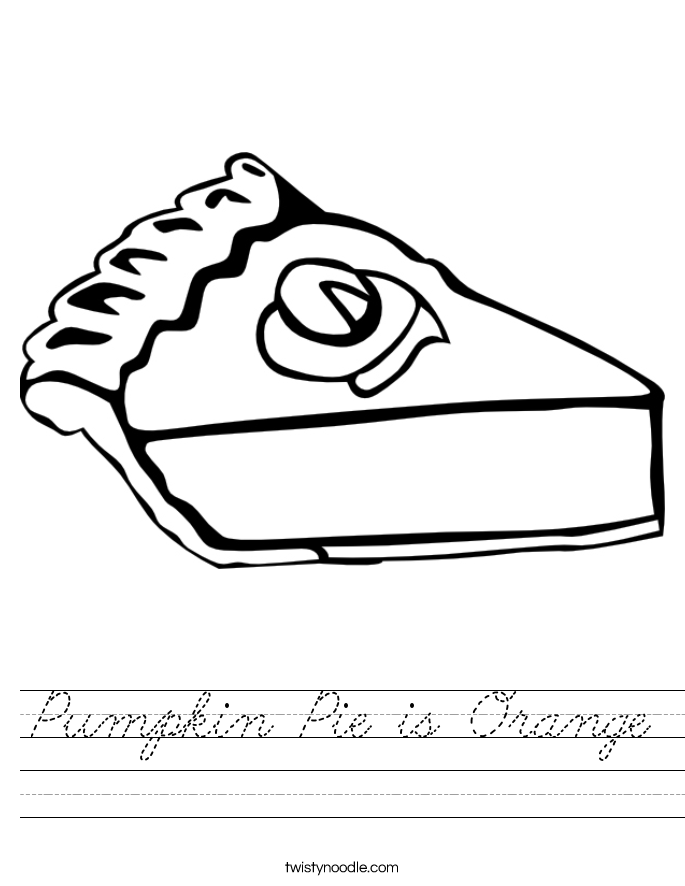 Pumpkin Pie is Orange Worksheet