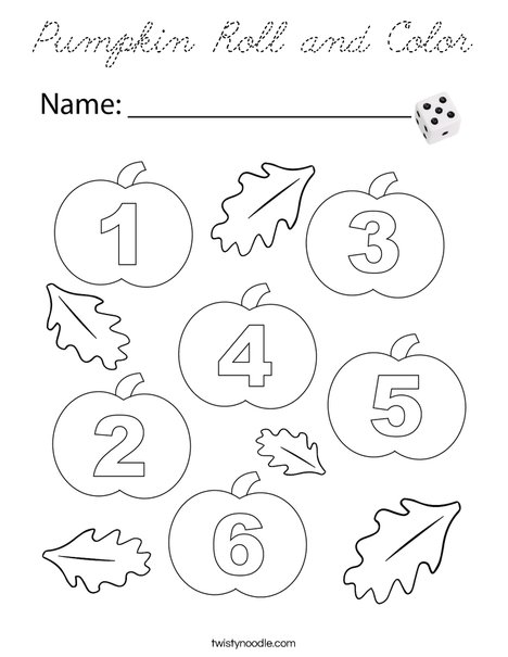 Pumpkin Roll and Color Coloring Page