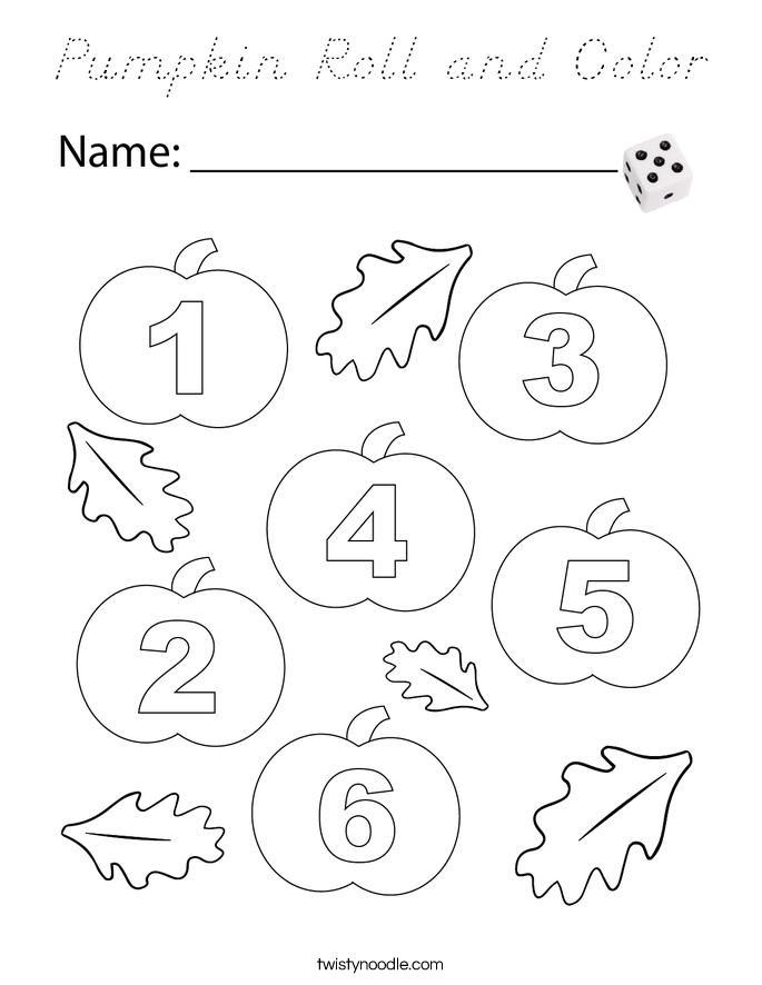 Pumpkin Roll and Color Coloring Page