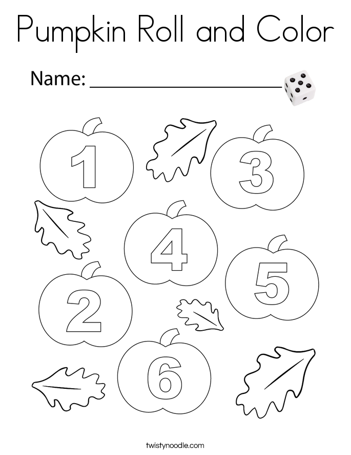 Pumpkin Roll and Color Coloring Page