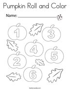 Pumpkin Roll and Color Coloring Page