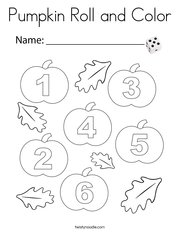 Pumpkin Roll and Color Coloring Page