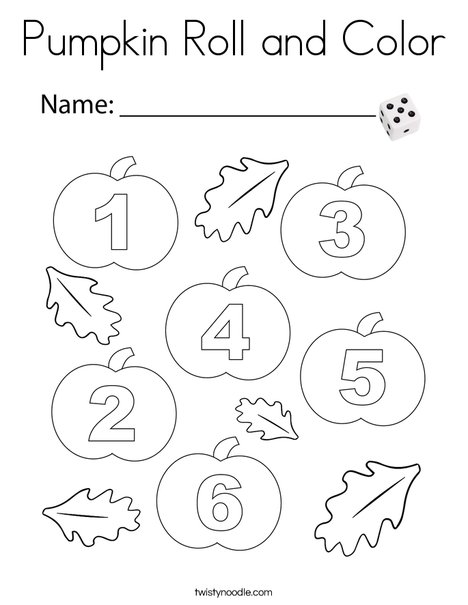 Pumpkin Roll and Color Coloring Page