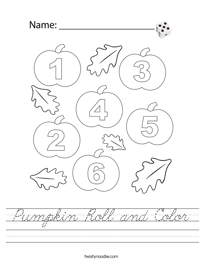 Pumpkin Roll and Color Worksheet