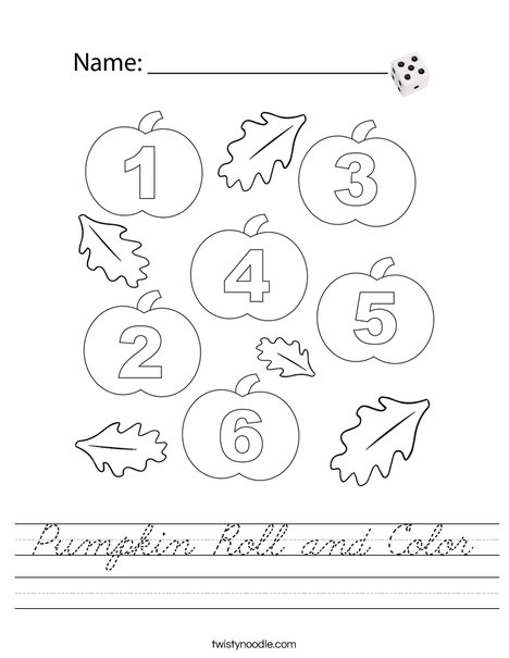 Pumpkin Roll and Color Worksheet