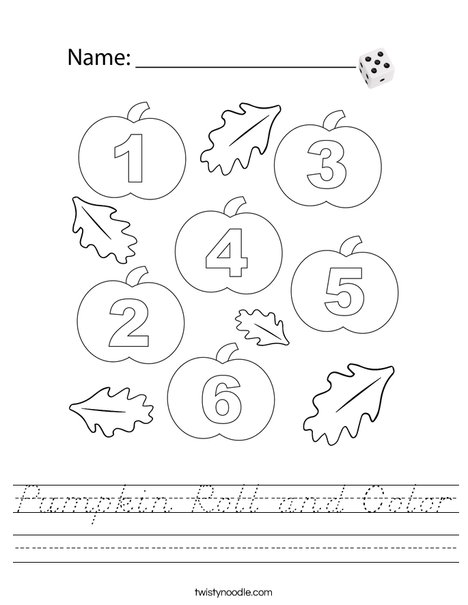 Pumpkin Roll and Color Worksheet