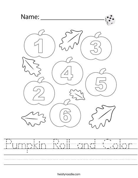 Pumpkin Roll and Color Worksheet