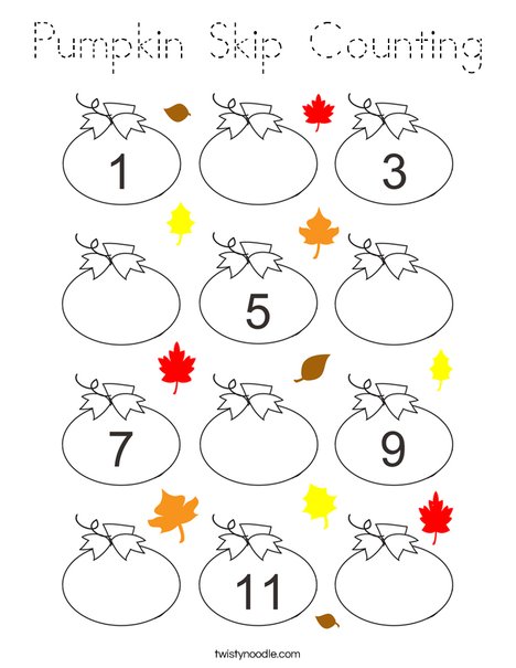 Pumpkin Skip Counting Coloring Page