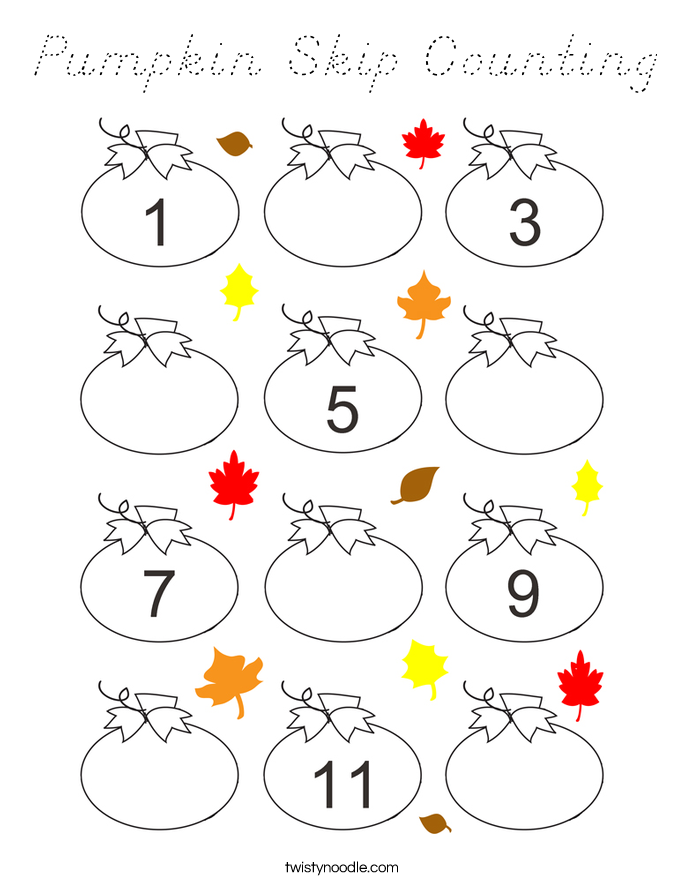 Pumpkin Skip Counting Coloring Page