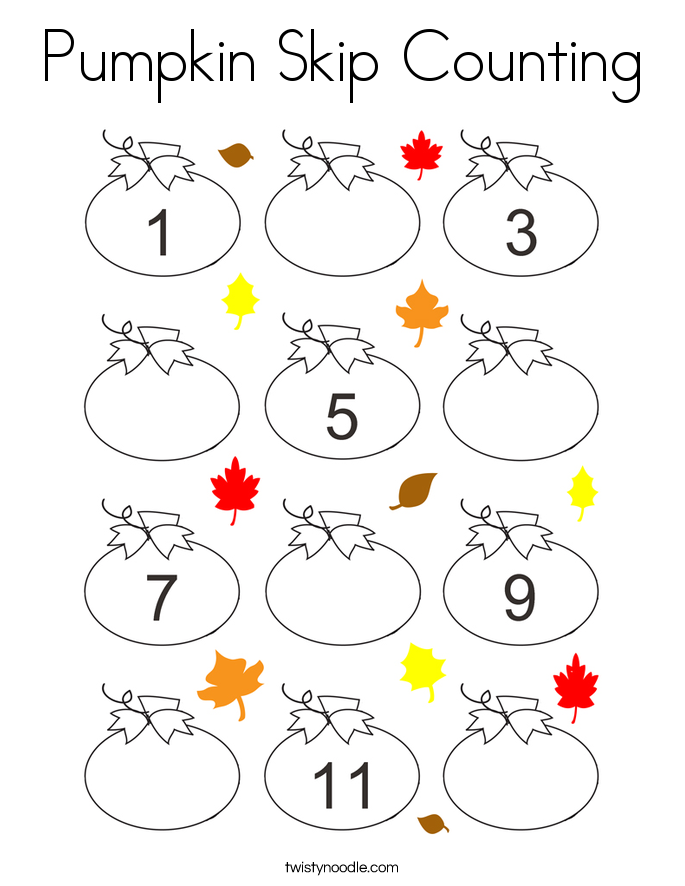 pumpkin skip counting coloring page twisty noodle