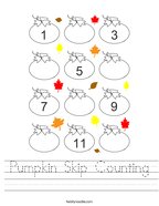 Pumpkin Skip Counting Handwriting Sheet