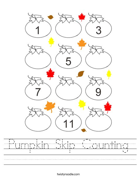 Pumpkin Skip Counting Worksheet