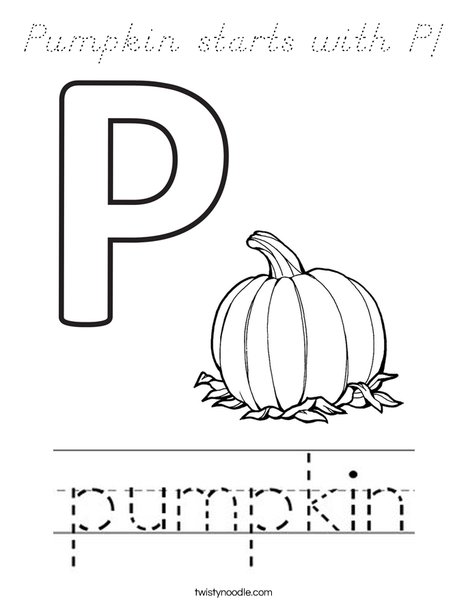 Pumpkin starts with P! Coloring Page