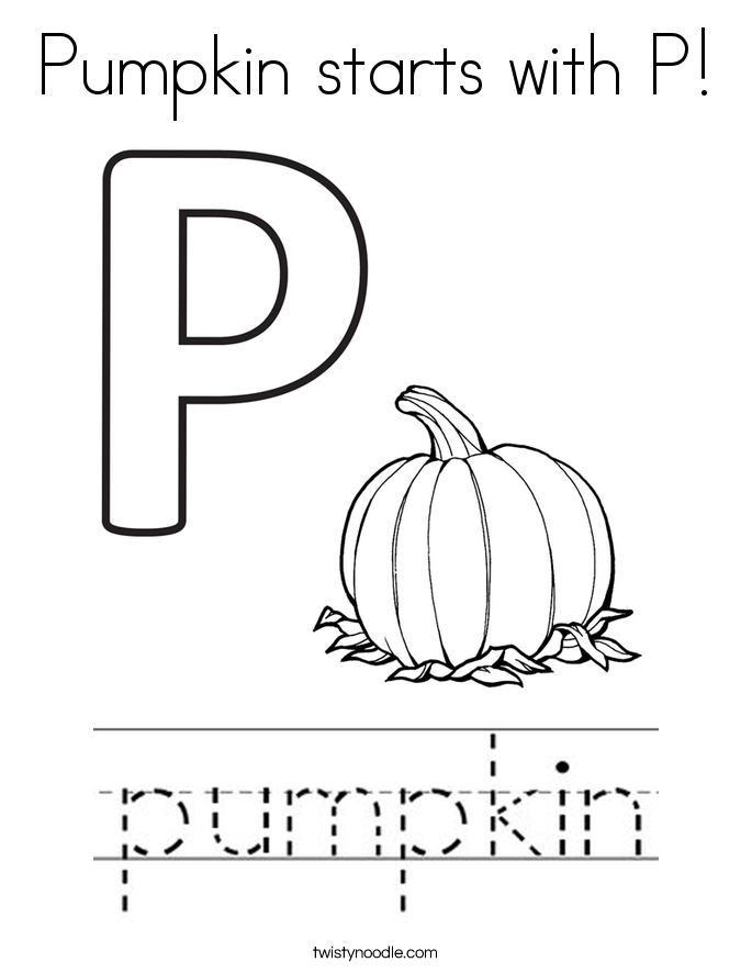 Pumpkin starts with P! Coloring Page