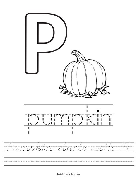 Pumpkin starts with P! Worksheet