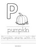 Pumpkin starts with P! Worksheet