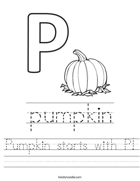 Pumpkin starts with P Worksheet - Twisty Noodle Pumpkin starts with P Worksheet - Twisty Noodle