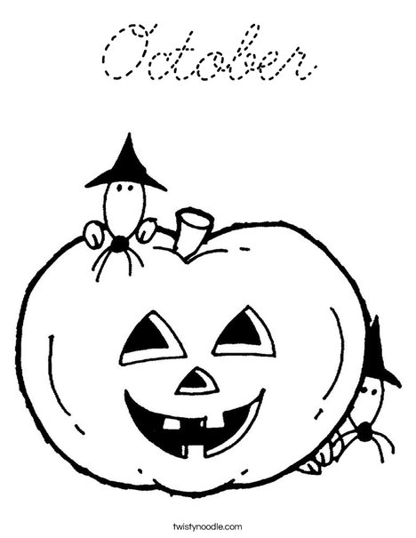 Pumpkin with Mice Coloring Page