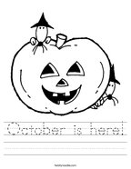 October is here Handwriting Sheet