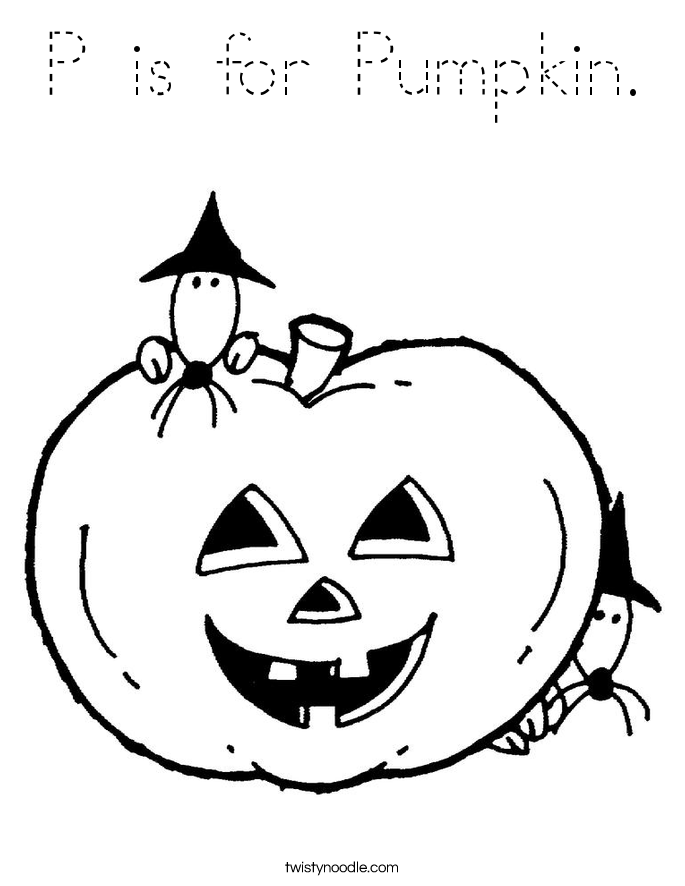 P is for Pumpkin. Coloring Page