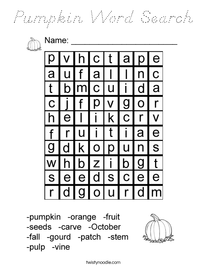 Pumpkin Word Search Coloring Page