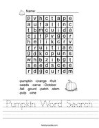 Pumpkin Word Search Handwriting Sheet