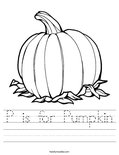 Coloring Page P Is For Pumpkin Worksheet
