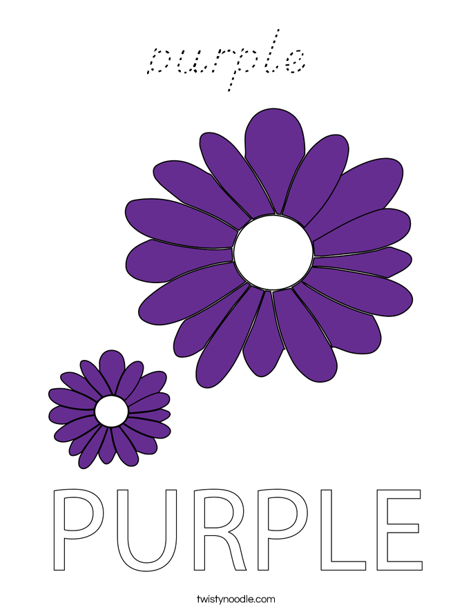 purple Coloring Page - D'Nealian - Twisty Noodle