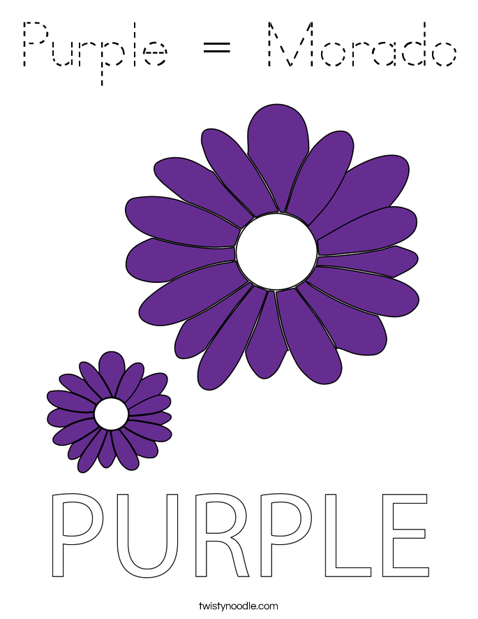 Purple = Morado Coloring Page