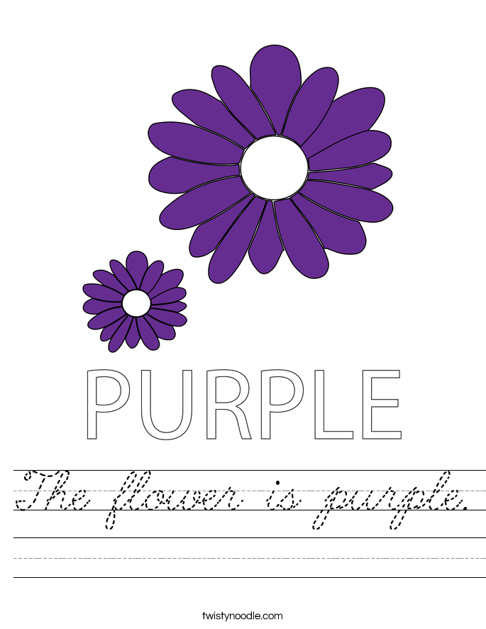 The flower is purple. Worksheet